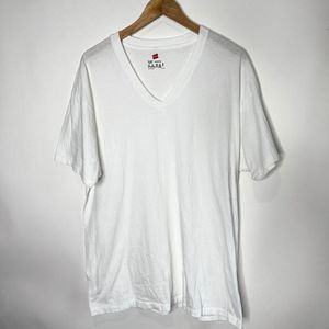 Vintage Hanes Undershirt V-Neck Single Stitch Tagless White Men Size XL
